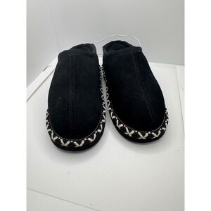 Bearpaw Kids Black Suede Shearling Lined Clog Slippers Cozy Warm Size 9 Toddler